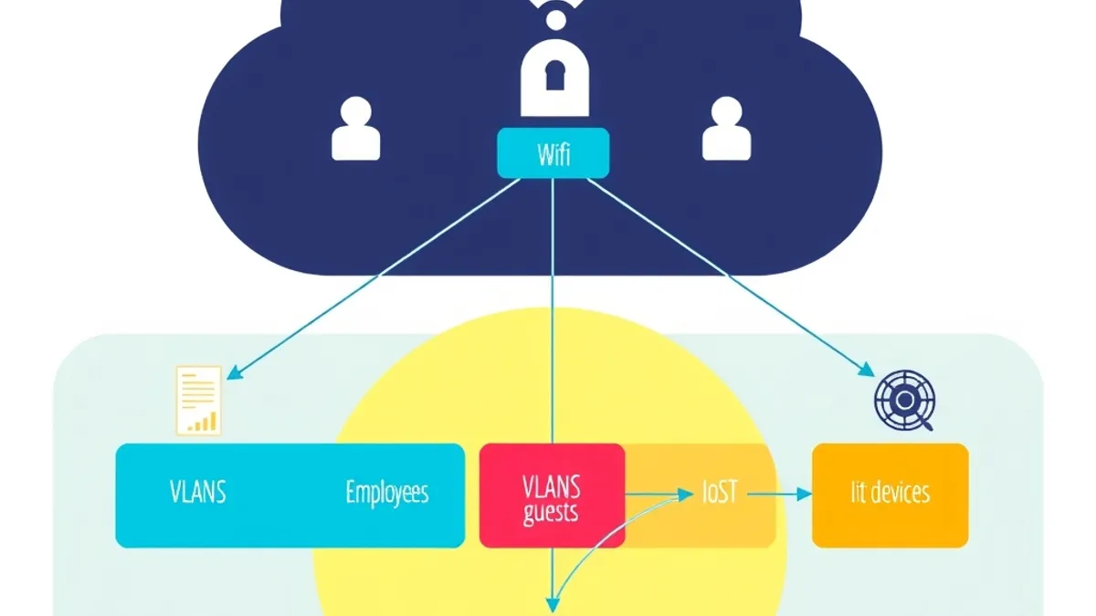 Diagrama de segmentação de redes Wi-Fi corporativas por perfil de usuário
