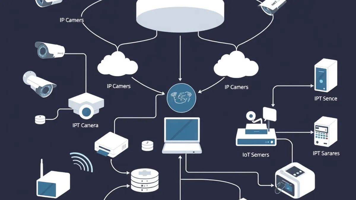 Dispositivos IoT corporativos conectados à rede Wi-Fi com segmentação de segurança