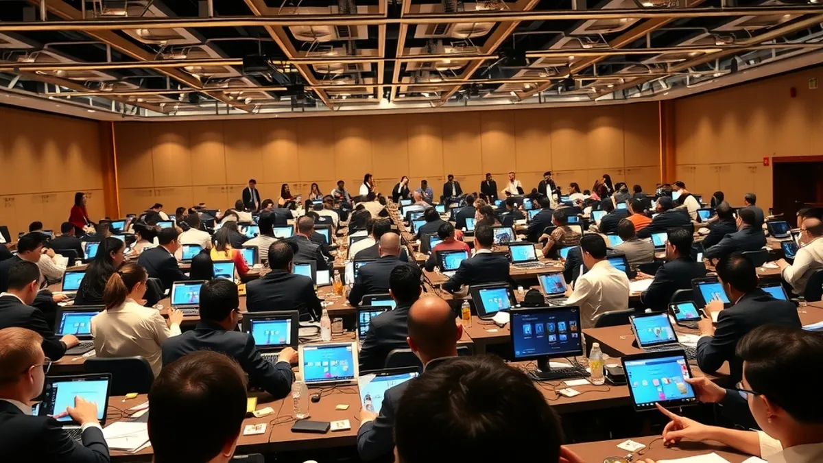 Sala de eventos de hotel com alta densidade de dispositivos conectados simultaneamente